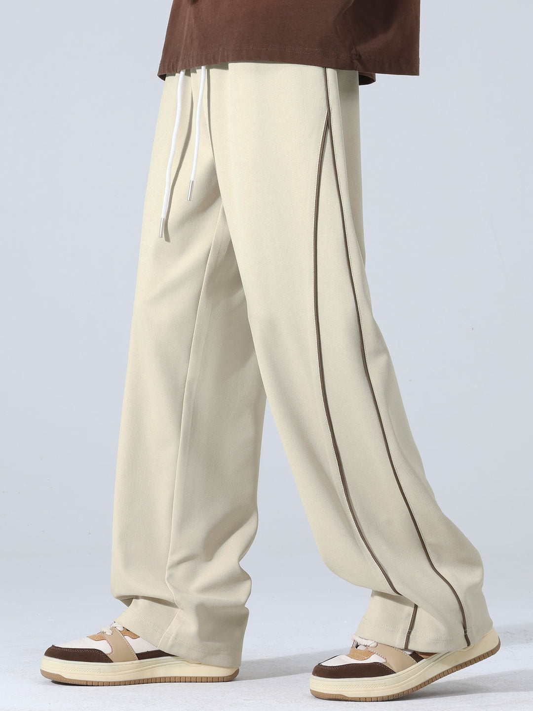 Wide Leg Pants With Side Stripes
