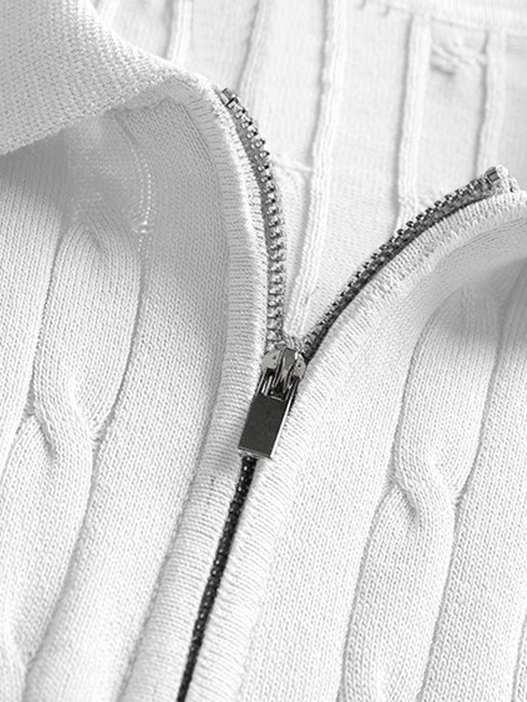 Twisted Jacquard Zipper Knit Polo &amp; Slim Fit Tapered Trousers