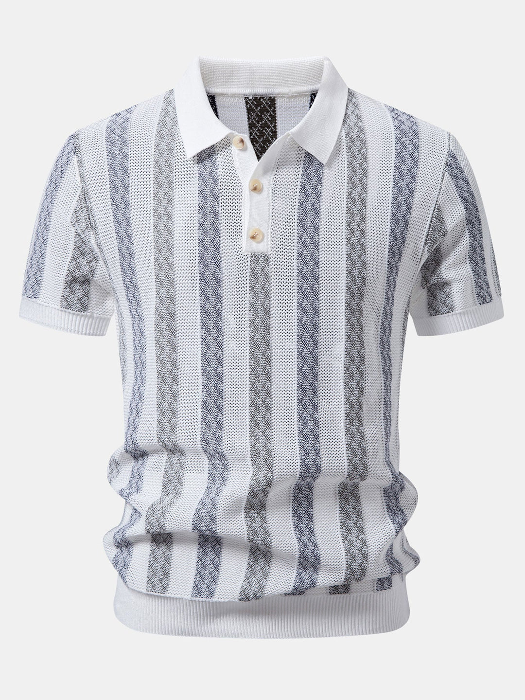 Striped Textured Knit Polo &amp; Slim Fit Tapered Trousers