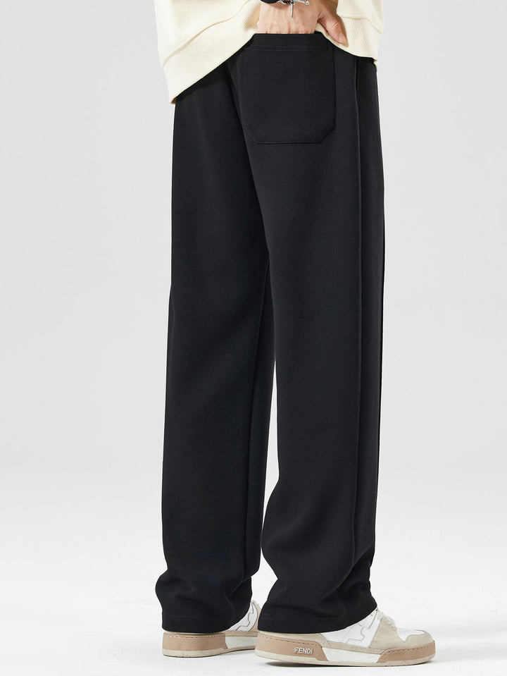 Relax Fit Line Dachshund Print Contrast Polo Sweatshirt &amp; Straight Leg Pleated Pintuck Sweatpants
