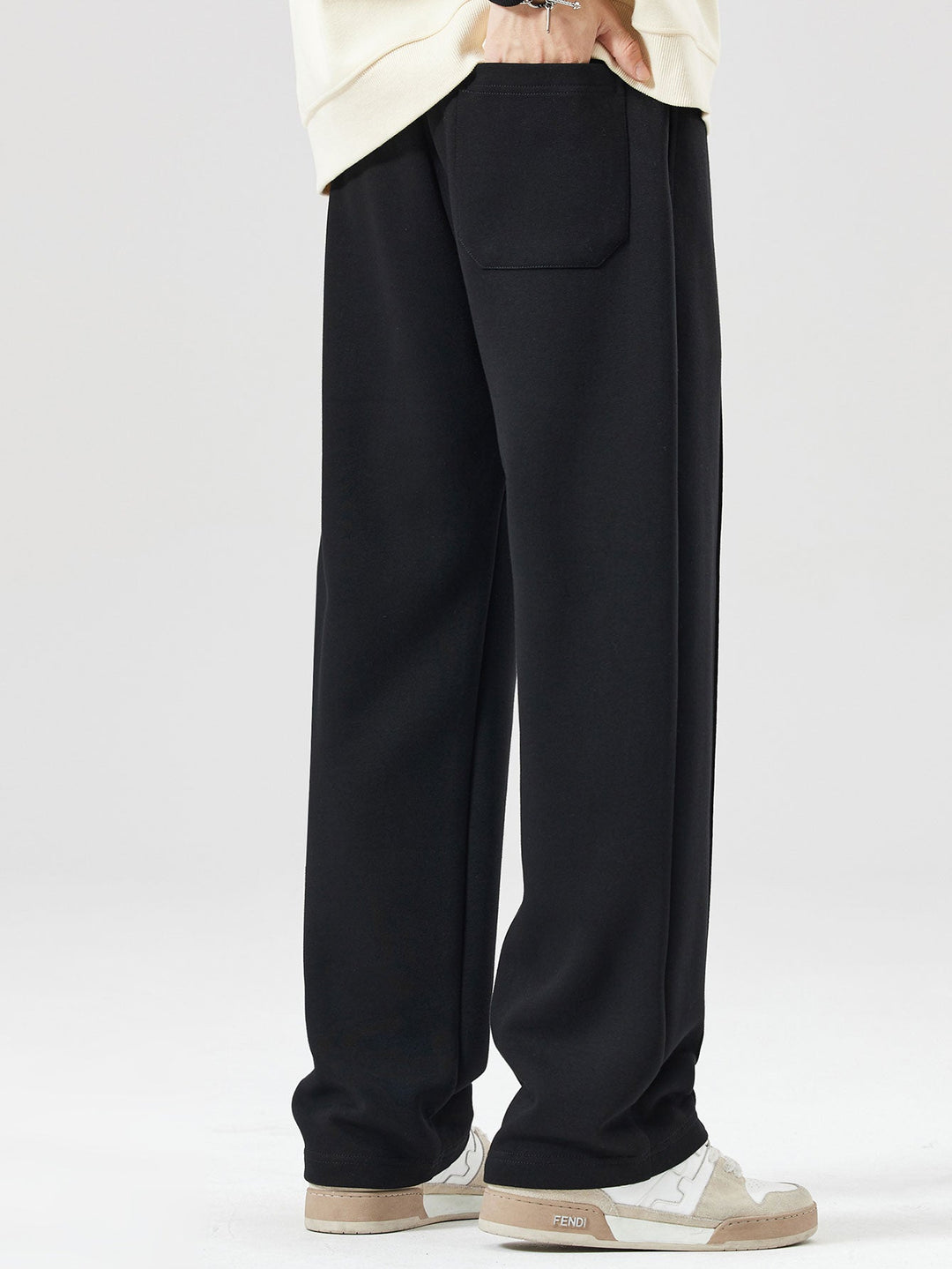 Relax Fit Ghost Drinking Coffee Print Contrast Polo Sweatshirt &amp; Straight Leg Pleated Pintuck Sweatpants