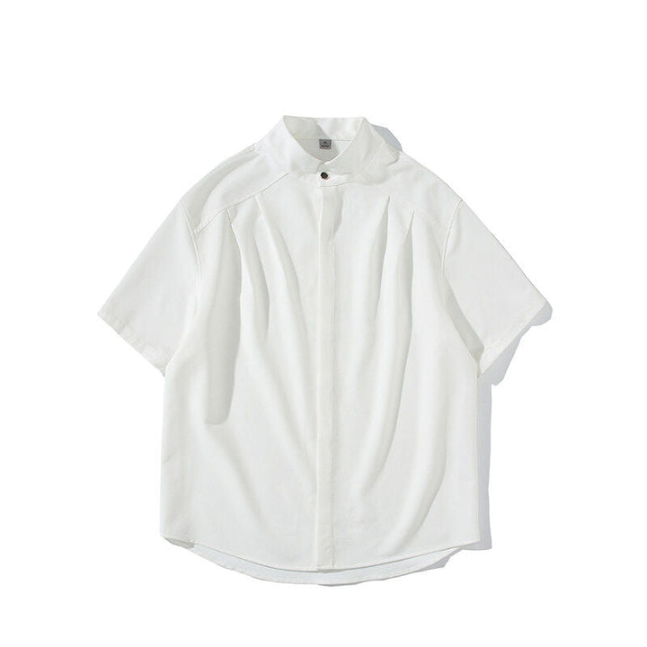 Stand-up Collar Draped Shirt