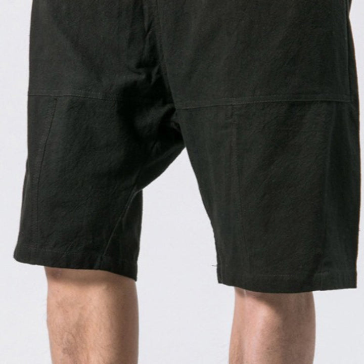 Cotton and Linen Loose Elastic Waist Shorts