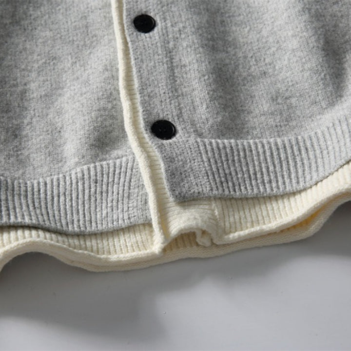 Japanese Faux Two-piece Loose Casual Knit Cardigan