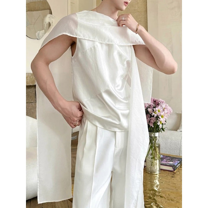 Loose-fitting Sleeveless Top with Ribbon-tie Detailing