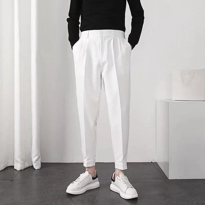 Slim-Fit Tapered Dress Trousers with Fluid Drape