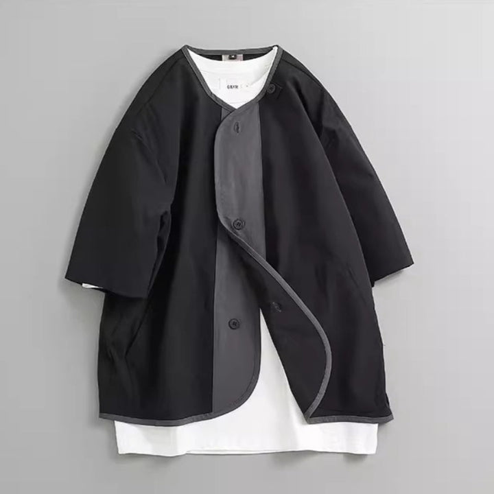 Retro Color-blocked Loose Casual Crew Neck T-shirt