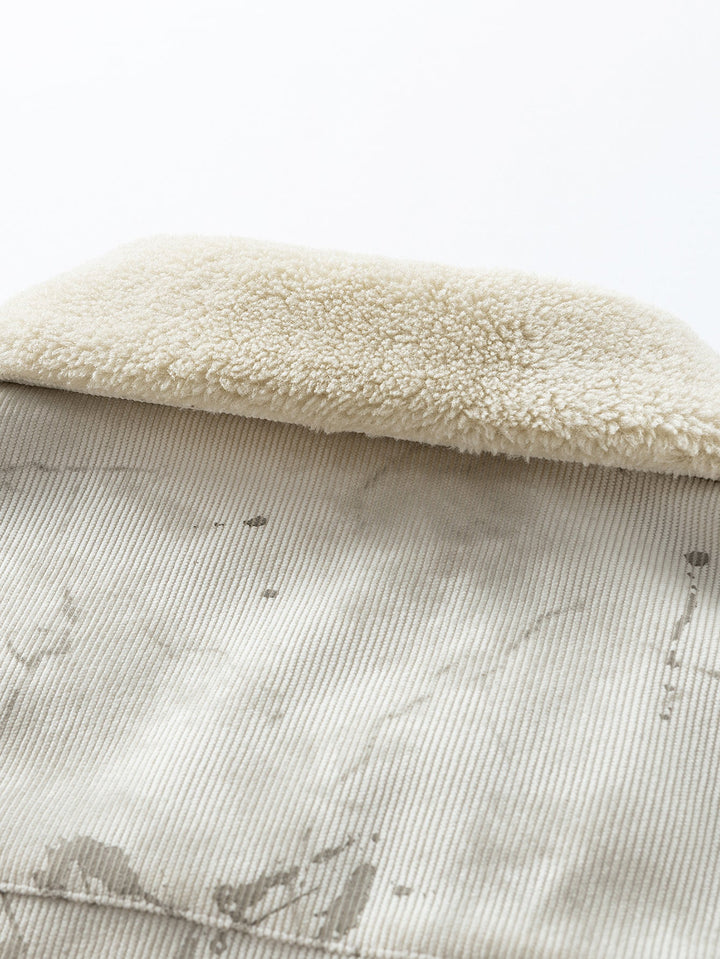 Teddy Lined Star Print Corduroy  Jacket