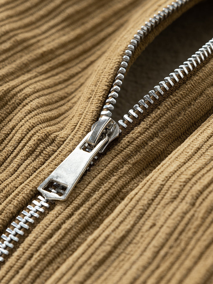 Teddy Lined Corduroy Zipper Jacket