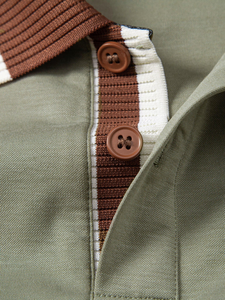 Contrast Trim Polo &amp; Slim Fit Tapered Trousers