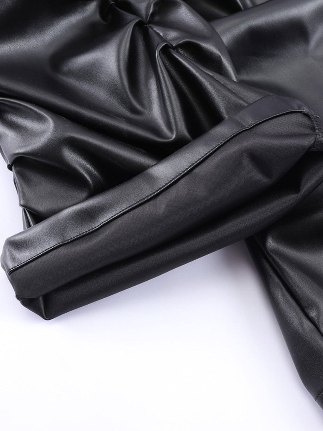 Ruched PU Leather Pants