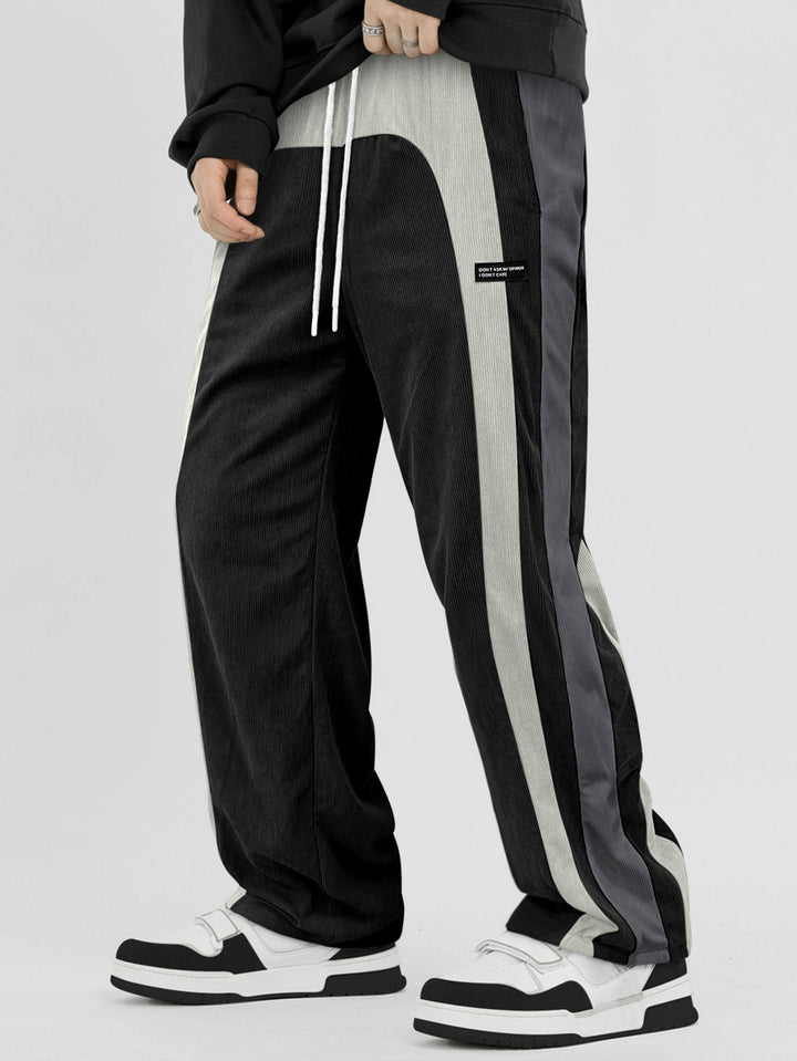 Color Block Corduroy Straight Leg Pants