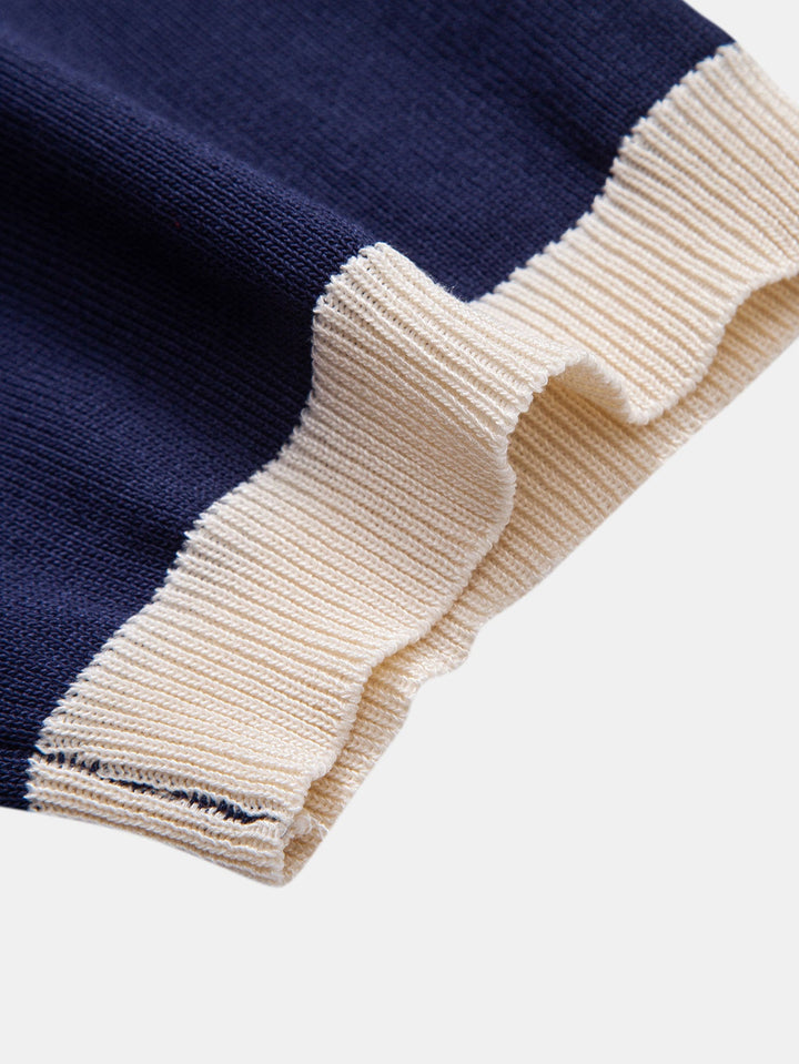 Striped Knitted Polo Shirt &amp; Slim Fit Tapered Trousers