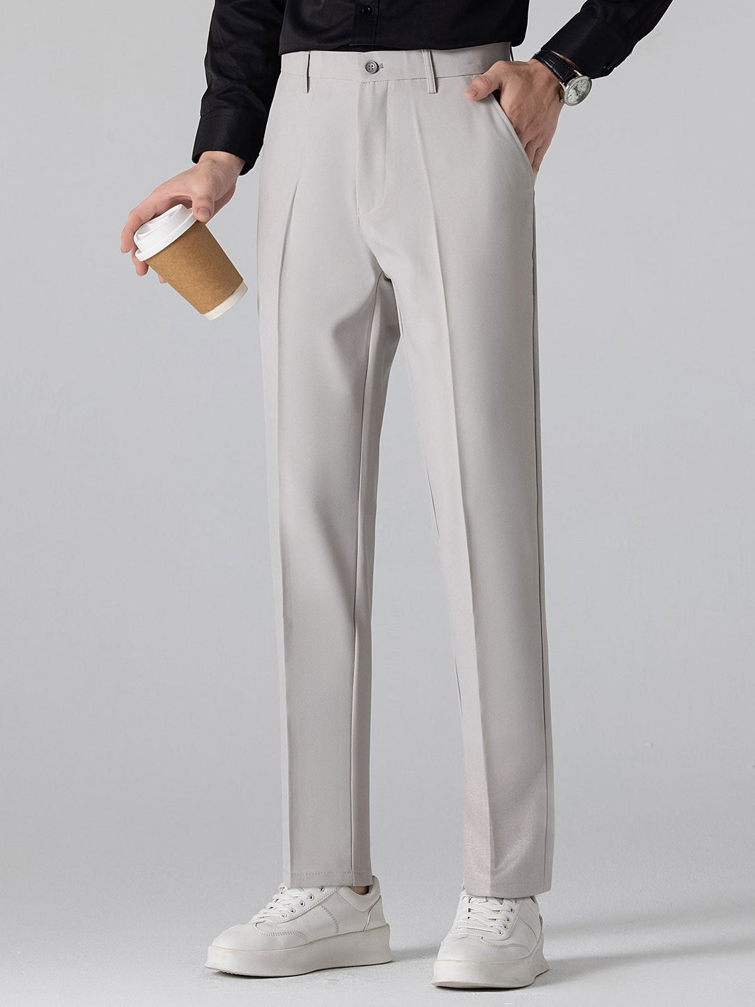 Twist Jacquard V Neck Polo &amp; Slim Fit Tapered Trousers