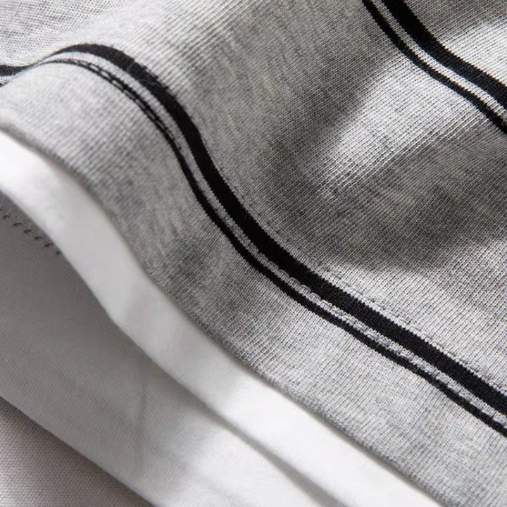 Loose-fitting Casual Two-piece Color-blocked Striped T-shirt