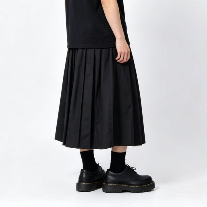 High-Waisted Pleated Wide-Leg Culottes Skirt-Pants
