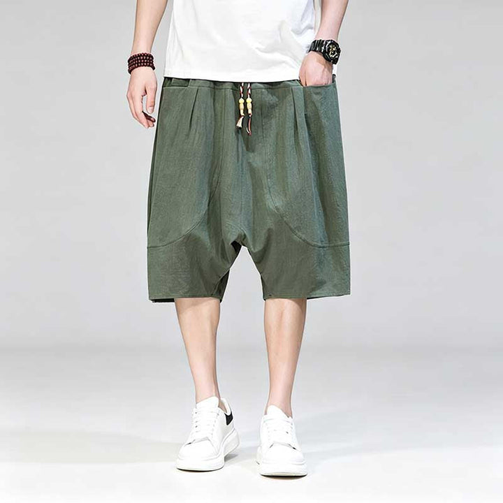 Linen Loose-fitting Low-rise Baggy Casual Shorts
