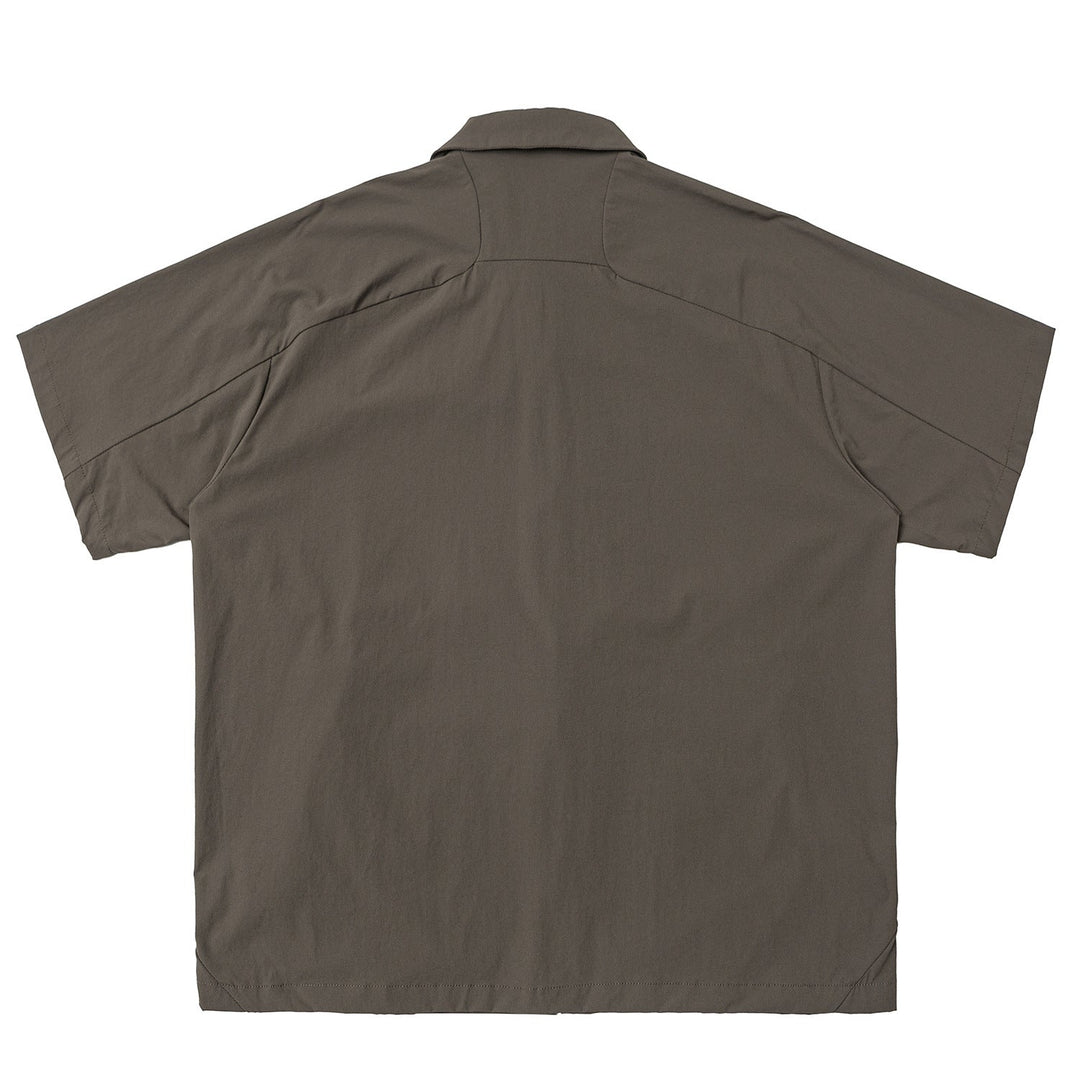 Multi-pocket Loose Two-way Zip Collar T-shirt