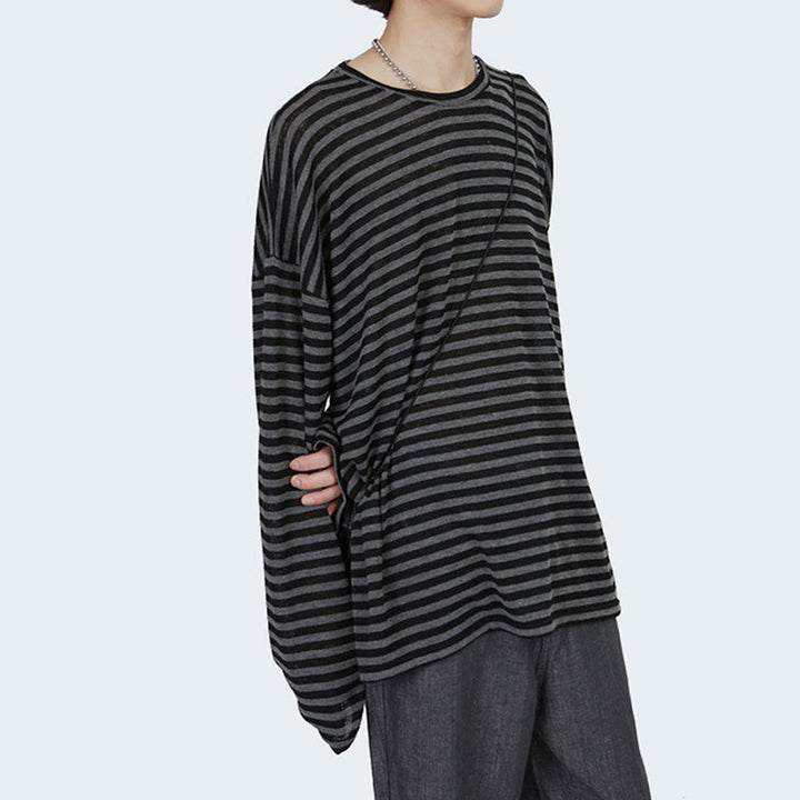 Loose-fitting Casual Striped Long-sleeved Shirt