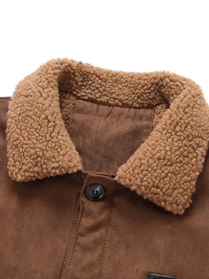 Teddy Lined Suede Jacket With Pockets