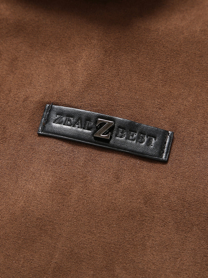 Teddy Lined Suede Jacket With Pockets