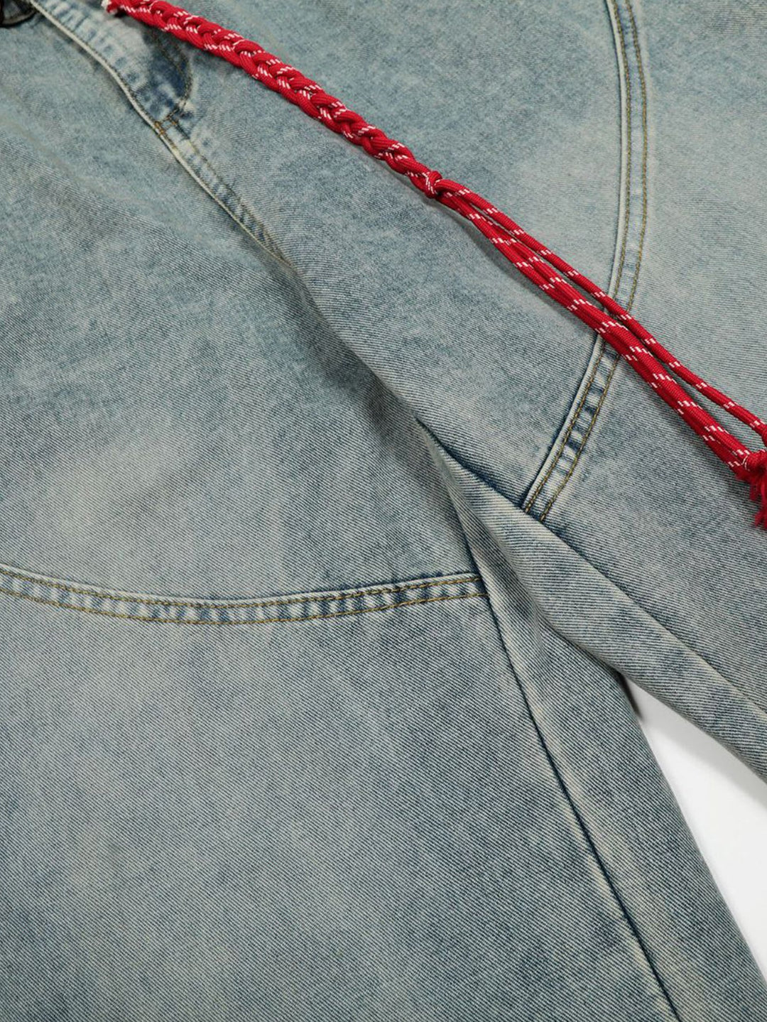 Washed Distressed Denim Baggy Pants
