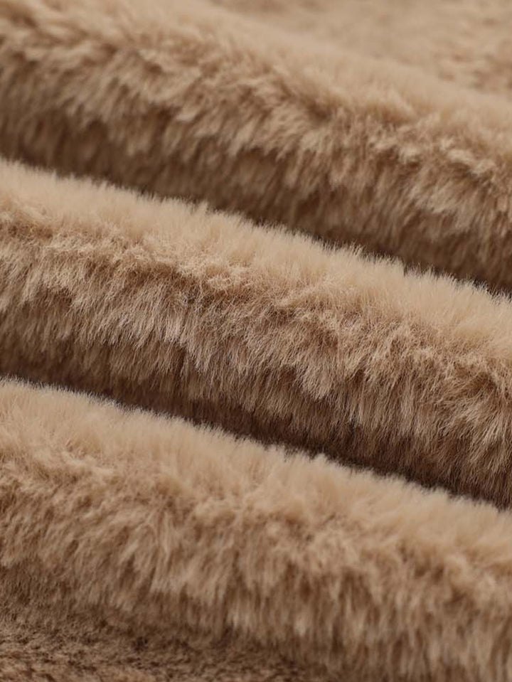 Boxy Camouflage Faux Fur Collar Hooded Jacket