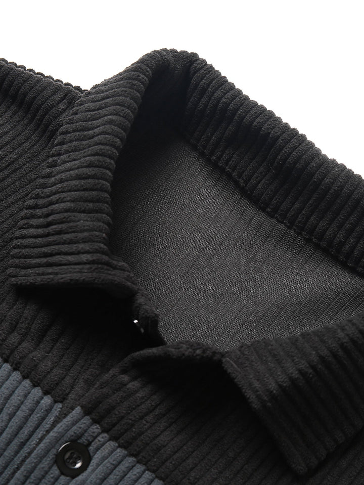 Contrast Corduroy Polo Sweatshirt &amp; Corduroy Jogger Pants