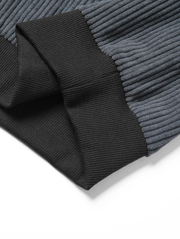 Contrast Corduroy Polo Sweatshirt &amp; Corduroy Jogger Pants