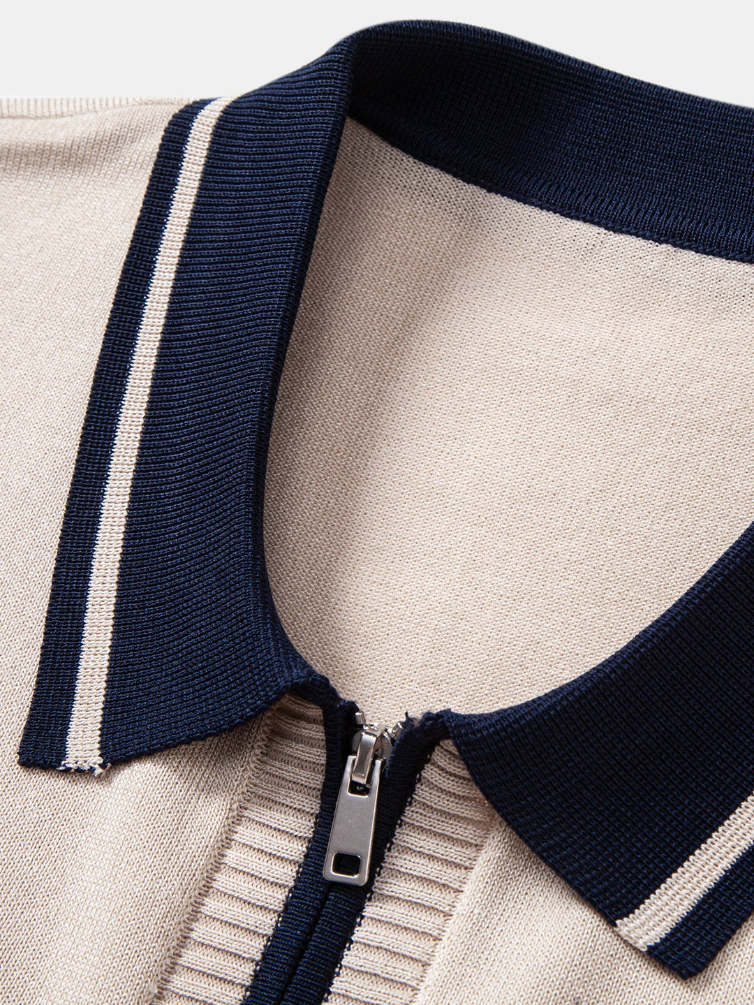 Contrast Trim Zipper Knit Polo &amp; Slim Fit Tapered Trousers