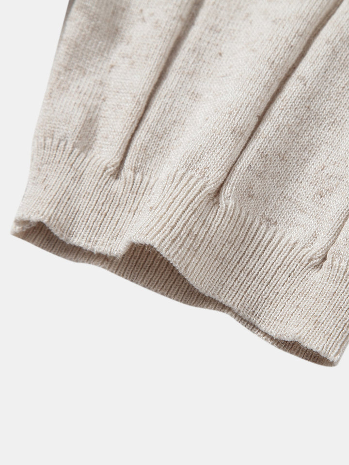 Linen Ribbed Knit Polo &amp; Slim Fit Tapered Trousers