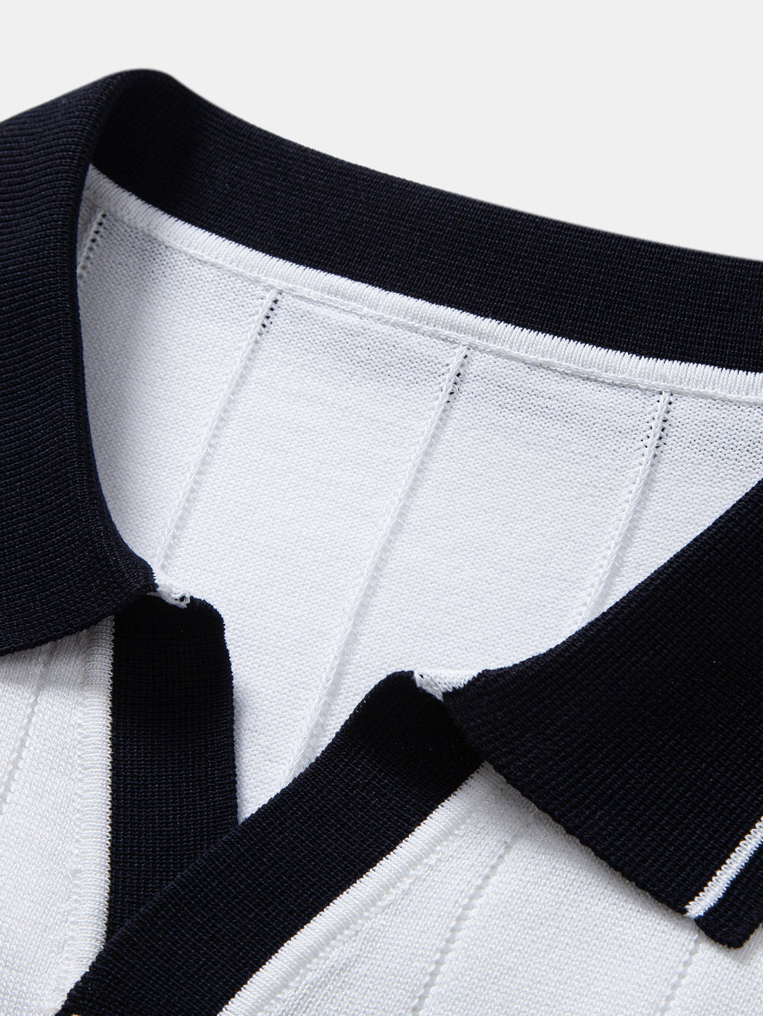 Contrast Trim Ribbed Johnny Collar Knit Polo &amp; Slim Fit Tapered Trousers