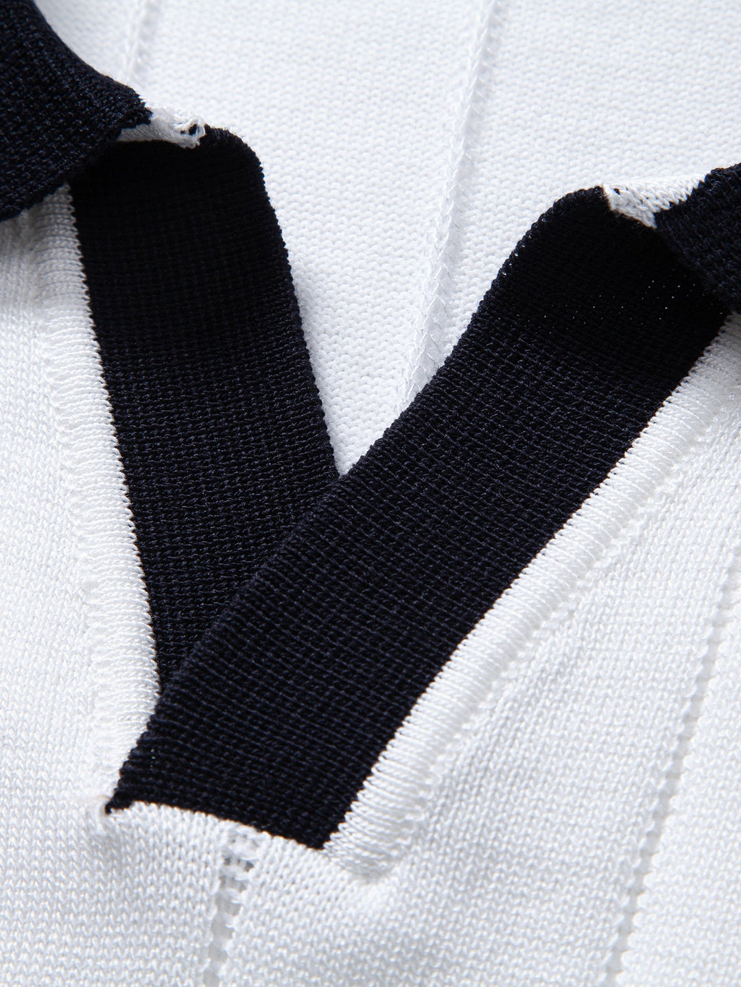 Contrast Trim Ribbed Johnny Collar Knit Polo &amp; Slim Fit Tapered Trousers
