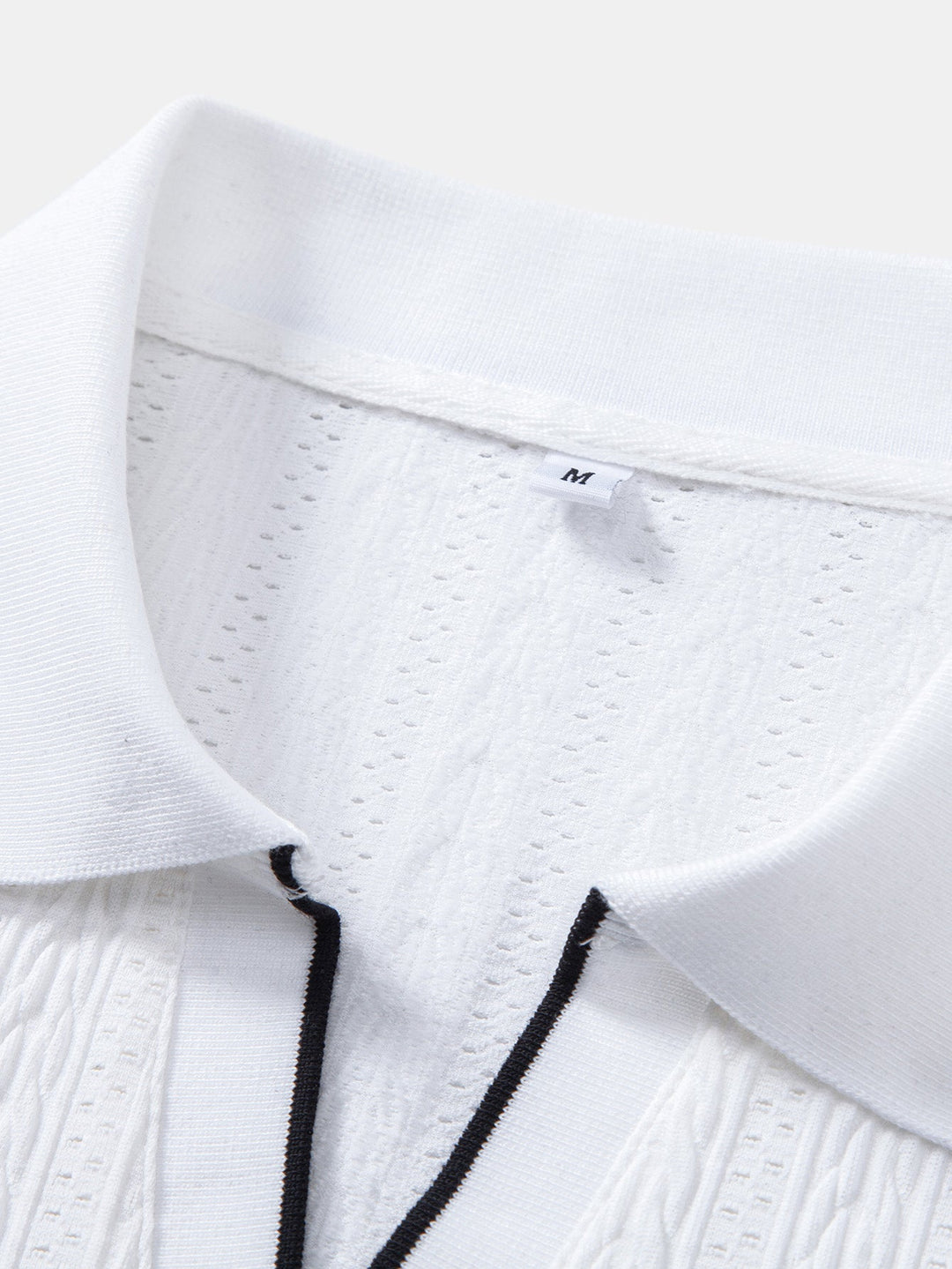 Geometric Jacquard Johnny Collar Polo &amp; Slim Fit Tapered Trousers