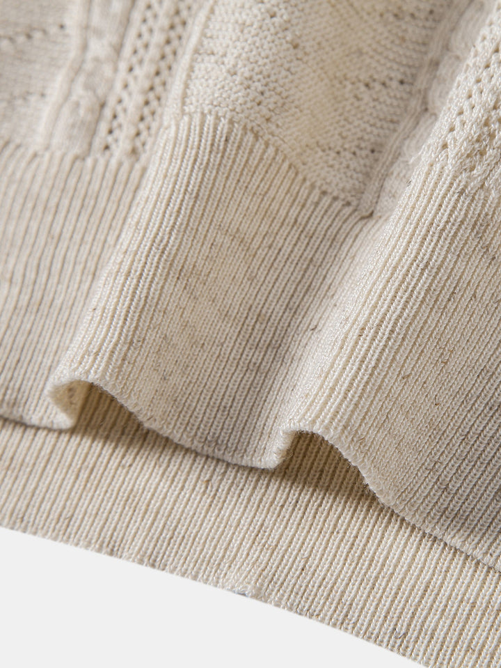 Linen Textured Knit Polo &amp; Straight Leg Linen Pants