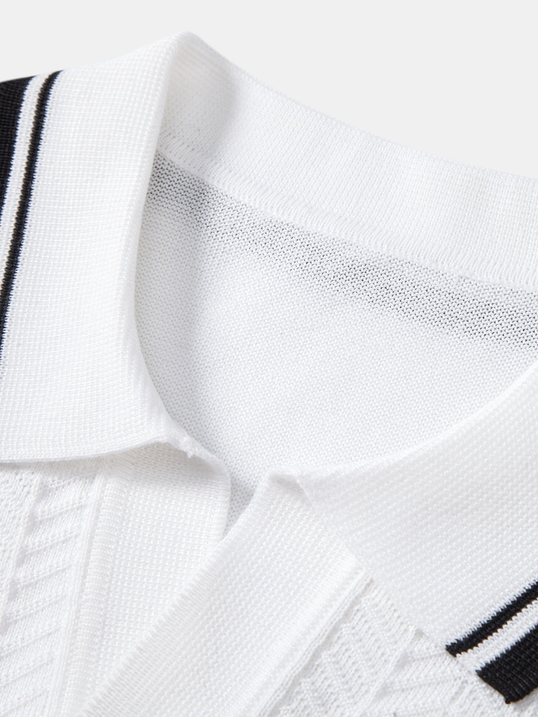 Contrast Textured Jacquard V Neck Knit Polo &amp; Slim Fit Tapered Trousers