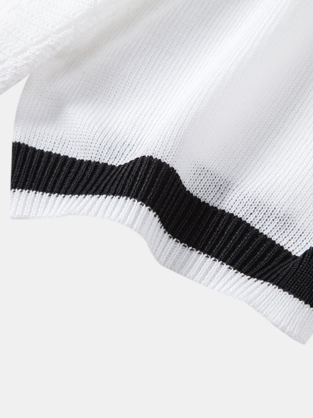 Contrast Textured Jacquard V Neck Knit Polo &amp; Slim Fit Tapered Trousers