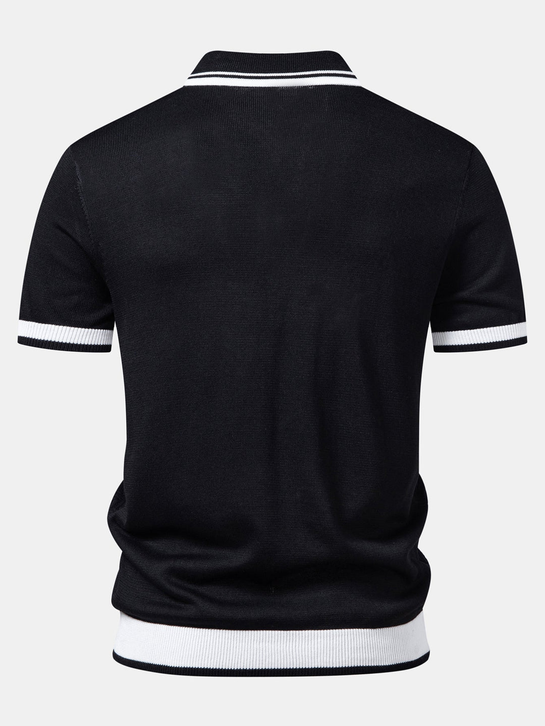 Contrast Textured Jacquard V Neck Knit Polo &amp; Slim Fit Tapered Trousers