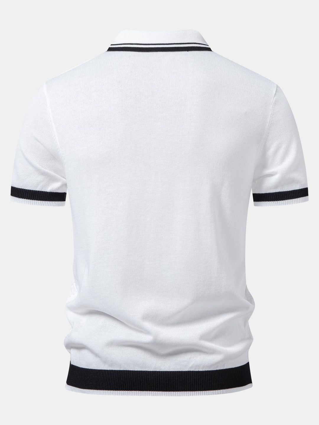 Contrast Textured Jacquard V Neck Knit Polo &amp; Slim Fit Tapered Trousers