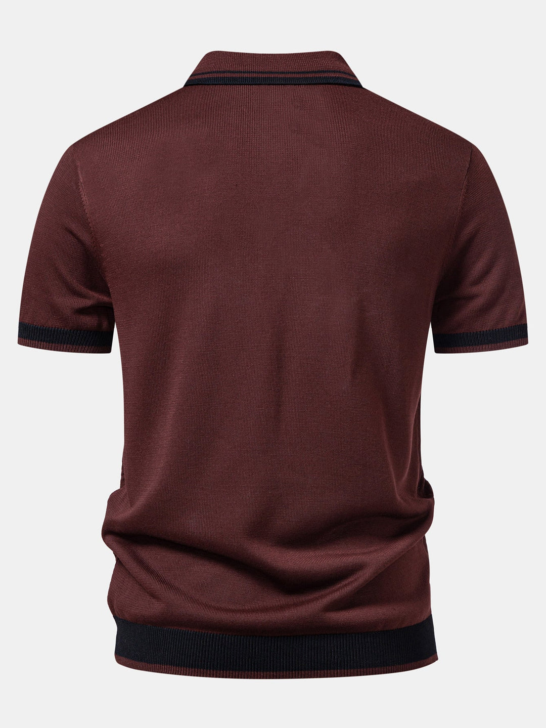 Contrast Textured Jacquard V Neck Knit Polo &amp; Elastic Waist Chino Shorts