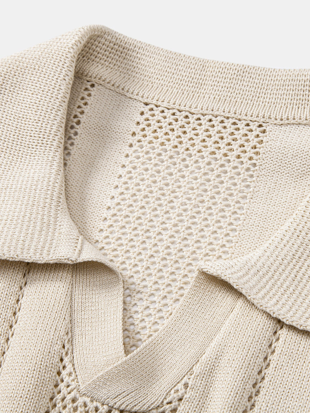 Johnny Collar Striped Open Knit Polo &amp; Straight Leg Linen Pants