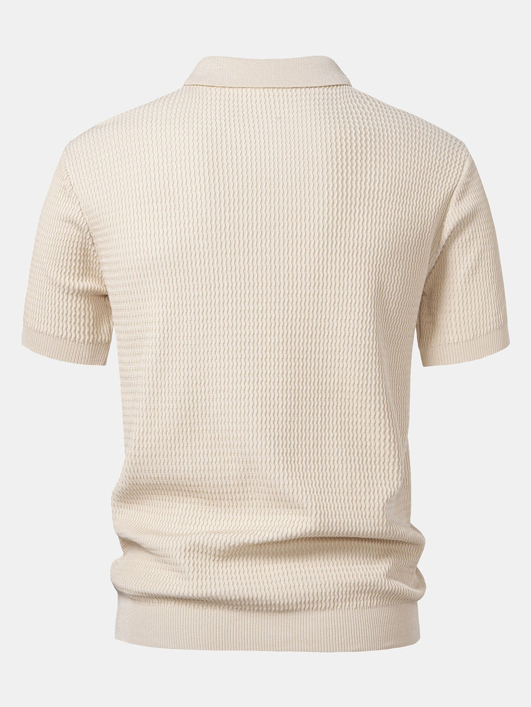 Wave Jacquard Knit V Neck Polo Shirt &amp; Cotton Chino Shorts