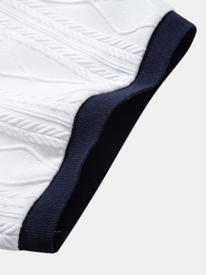 Contrast Geometry Jacquard Knit Polo &amp; Slim Fit Tapered Trousers