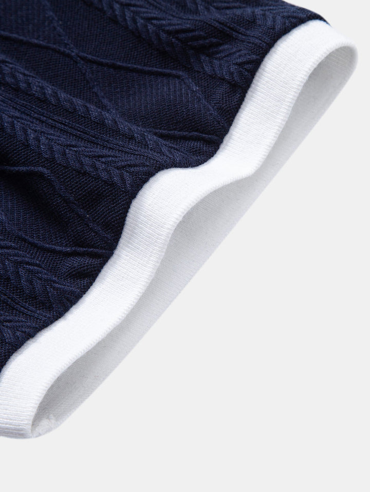 Contrast Geometry Jacquard Knit Polo &amp; Slim Fit Tapered Trousers