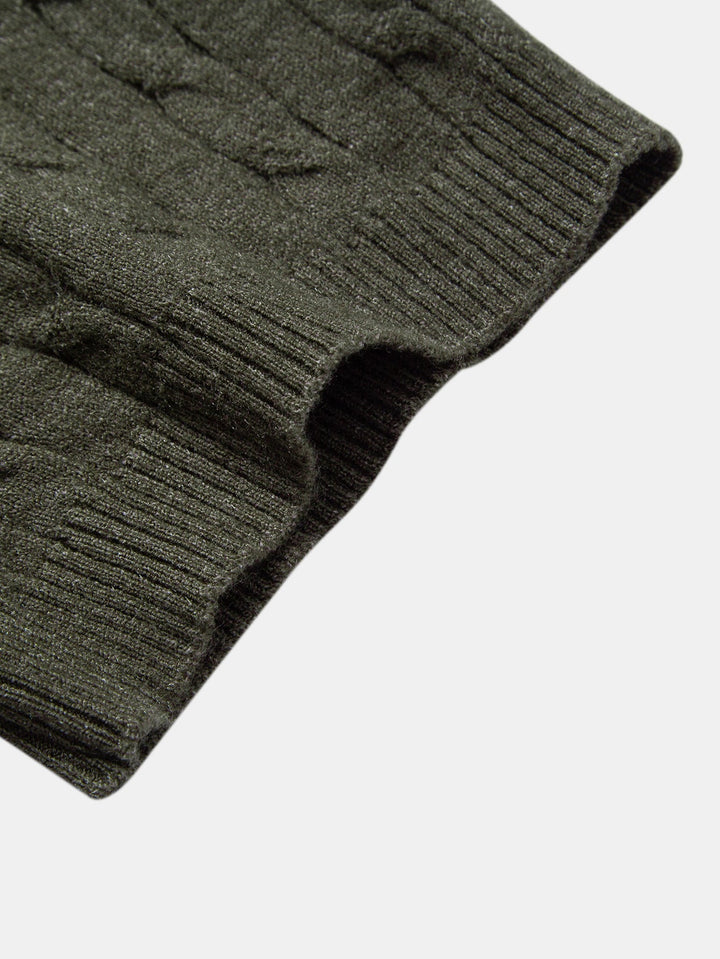 Twisted Jacquard Knit Polo &amp; Elastic Waist Straight Leg Trousers