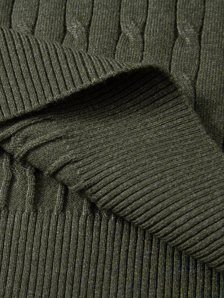 Twisted Jacquard Knit Polo &amp; Elastic Waist Straight Leg Trousers