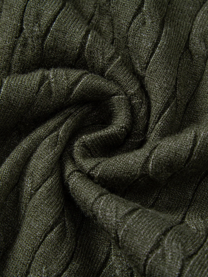 Twisted Jacquard Knit Polo &amp; Elastic Waist Straight Leg Trousers