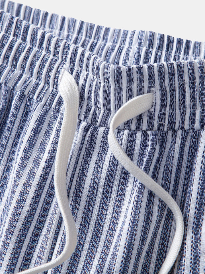 Linen Look Stripe Straight Leg Pants