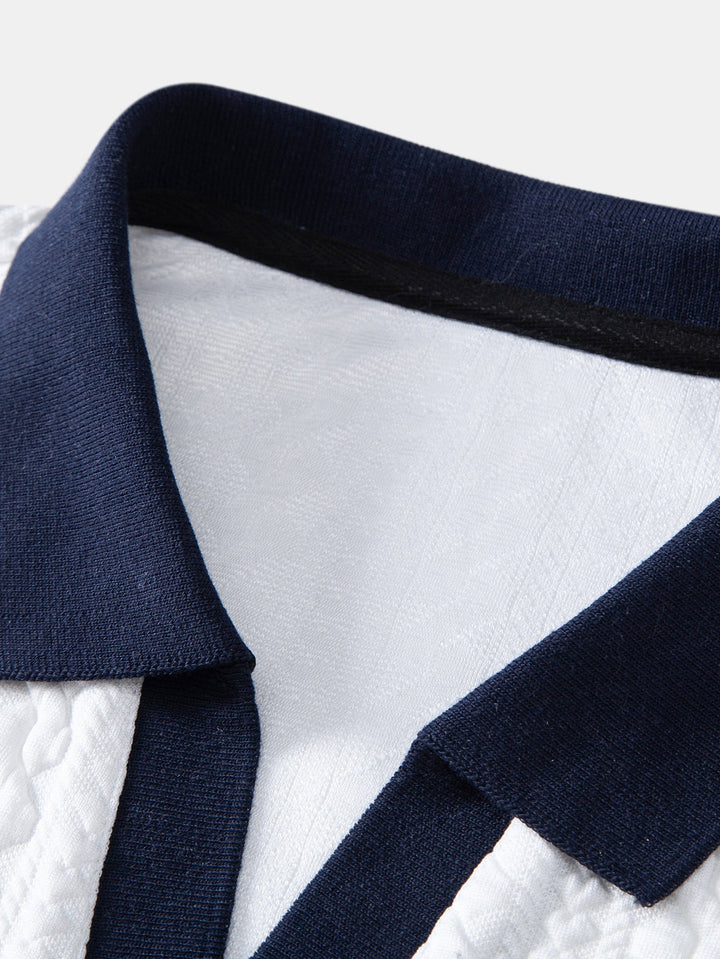 Contrast Jacquard Polo &amp; Slim Fit Tapered Trousers
