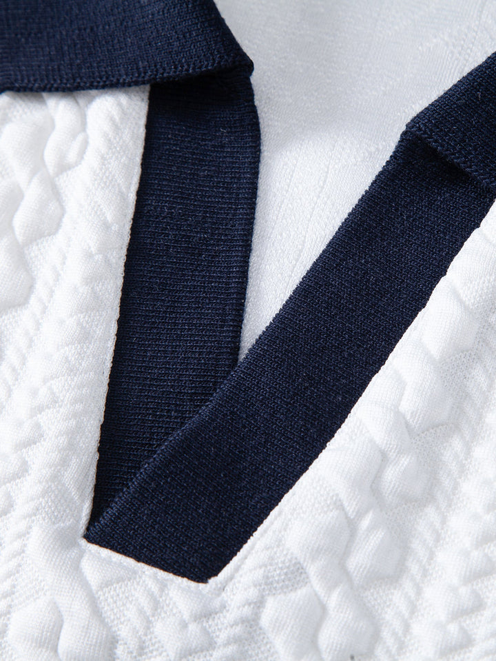 Contrast Jacquard Polo &amp; Slim Fit Tapered Trousers